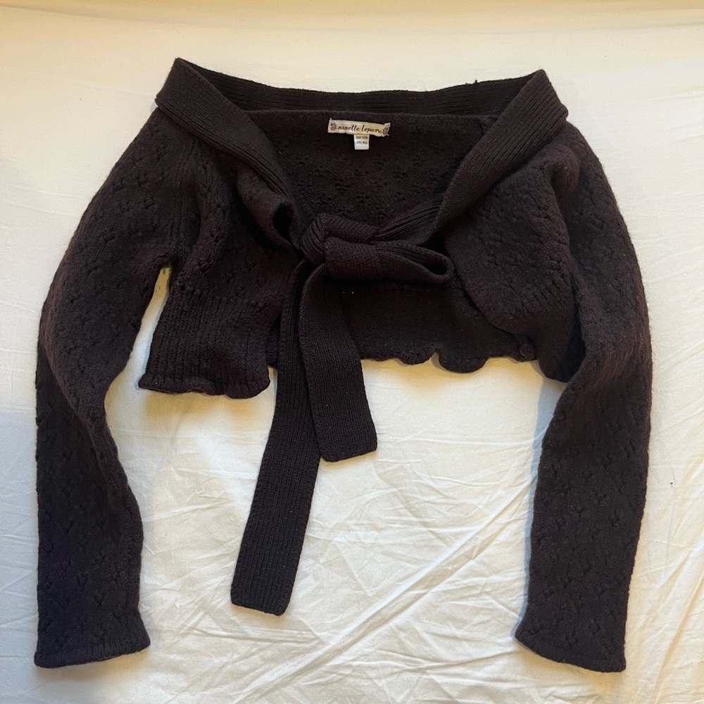 Bolero / cropped knit brown cardigan